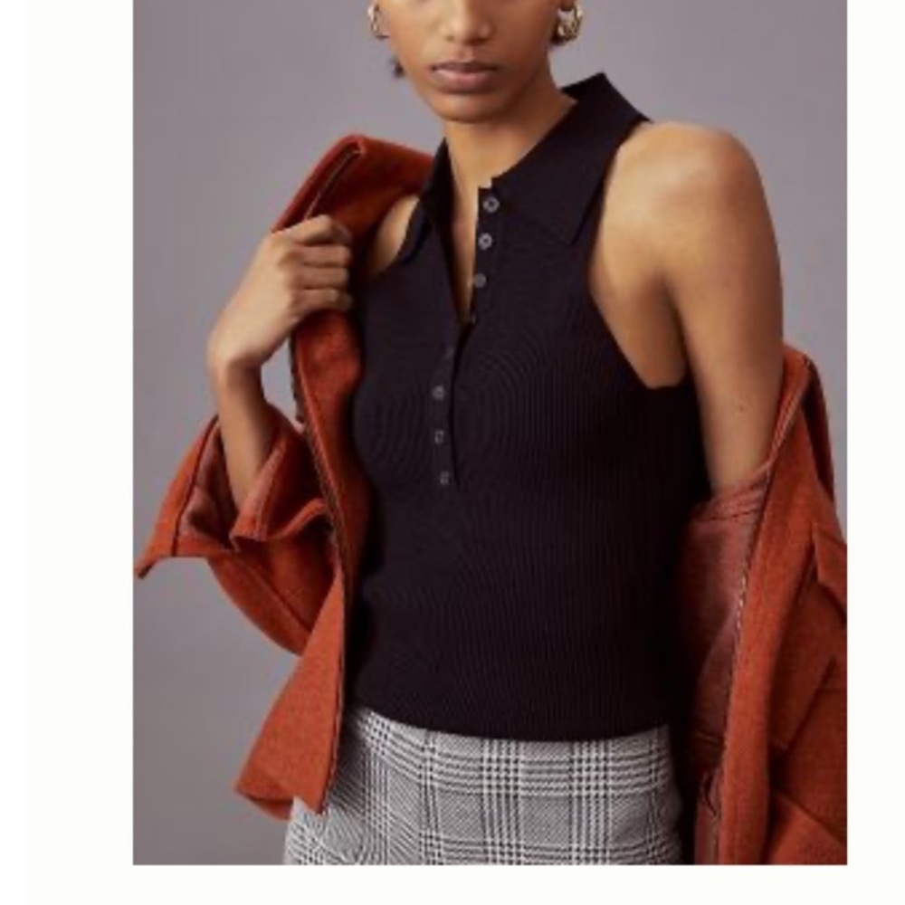 Anthropologie black ribbed halter tank top